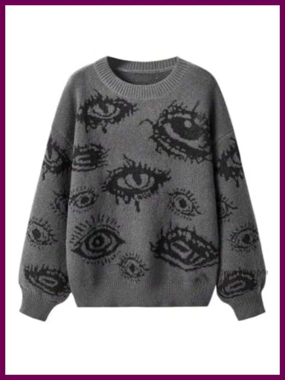 Y2K Goth Punk Cropped Sweater Crewneck Pullover with Eye Graphic